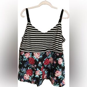 Striped and Floral Tank Top